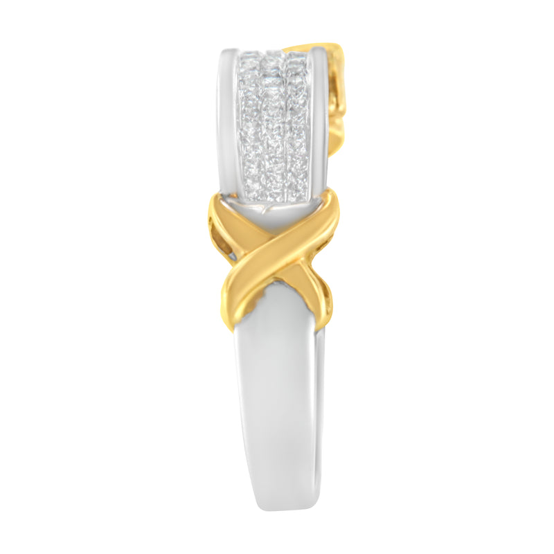 10K Two-Toned 1/3ct TDW Princess cut Diamond Band Ring (H-ISI1-SI2)