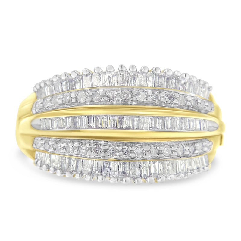 10K Yellow Gold 1ct TDW Diamond Crown Shape Band (H-ISI2-I1)