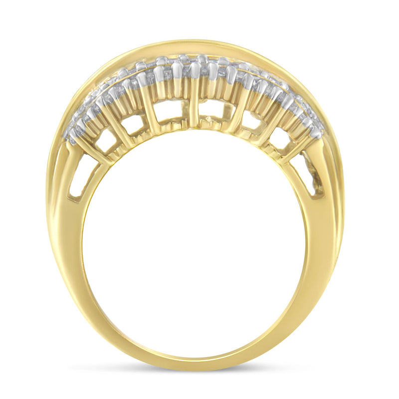 10K Yellow Gold 1ct TDW Diamond Crown Shape Band (H-ISI2-I1)