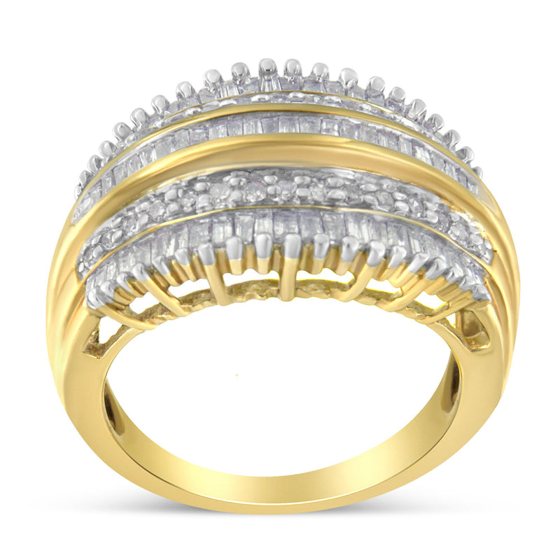 10K Yellow Gold 1ct TDW Diamond Crown Shape Band (H-ISI2-I1)