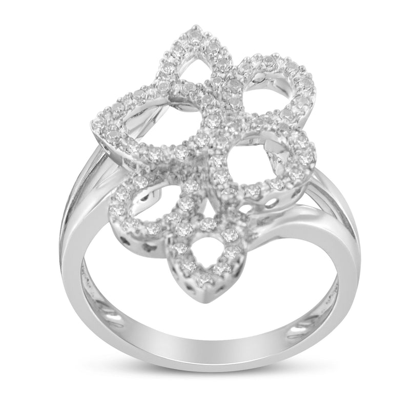 18k White Gold 1/4ct TDW Diamond Art Deco Ring(H-I I1-I2)