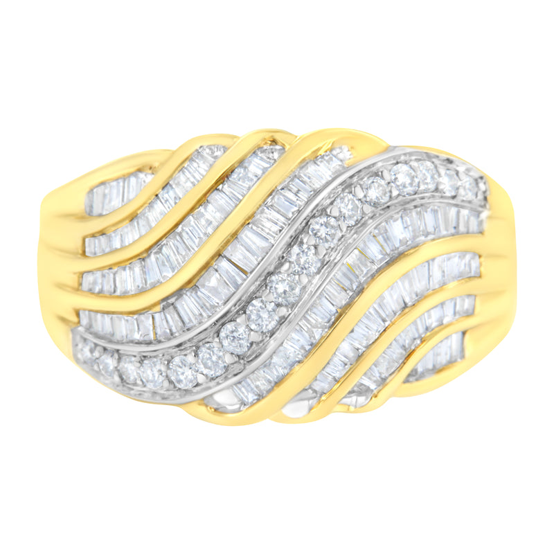 14K Yellow and White Gold 1 ct TDW Diamond Bypass Ring (H-ISI1-SI2)