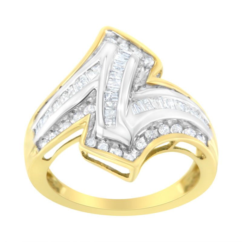 10K Yellow and White Gold 1/2 Carat TDW Diamond Cocktail Ring (H-II2-I3)