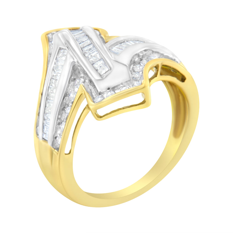 10K Yellow and White Gold 1/2 Carat TDW Diamond Cocktail Ring (H-II2-I3)
