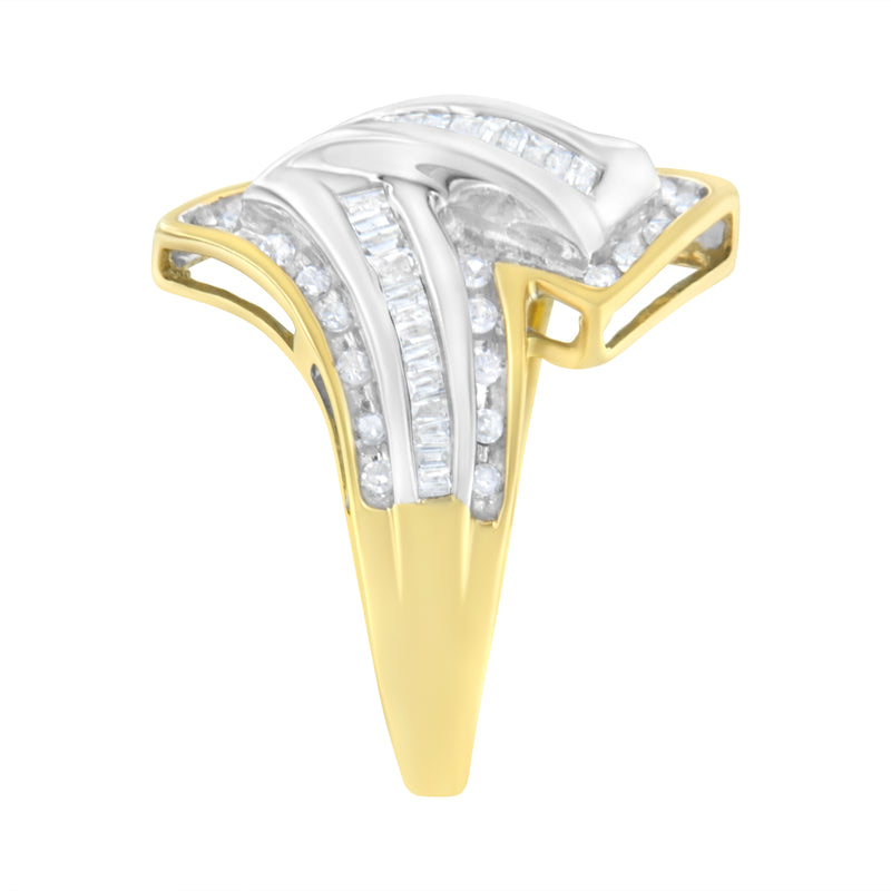10K Yellow and White Gold 1/2 Carat TDW Diamond Cocktail Ring (H-II2-I3)