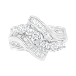 14kt White Gold 2 ct TDW Diamond Crossover Cocktail Ring (H-II1-I2)