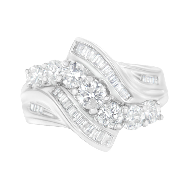 14kt White Gold 2 ct TDW Diamond Crossover Cocktail Ring (H-II1-I2)