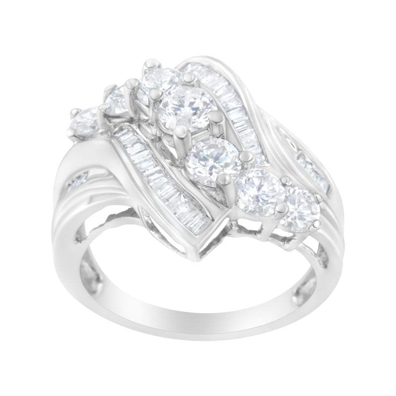 14kt White Gold 2 ct TDW Diamond Crossover Cocktail Ring (H-II1-I2)