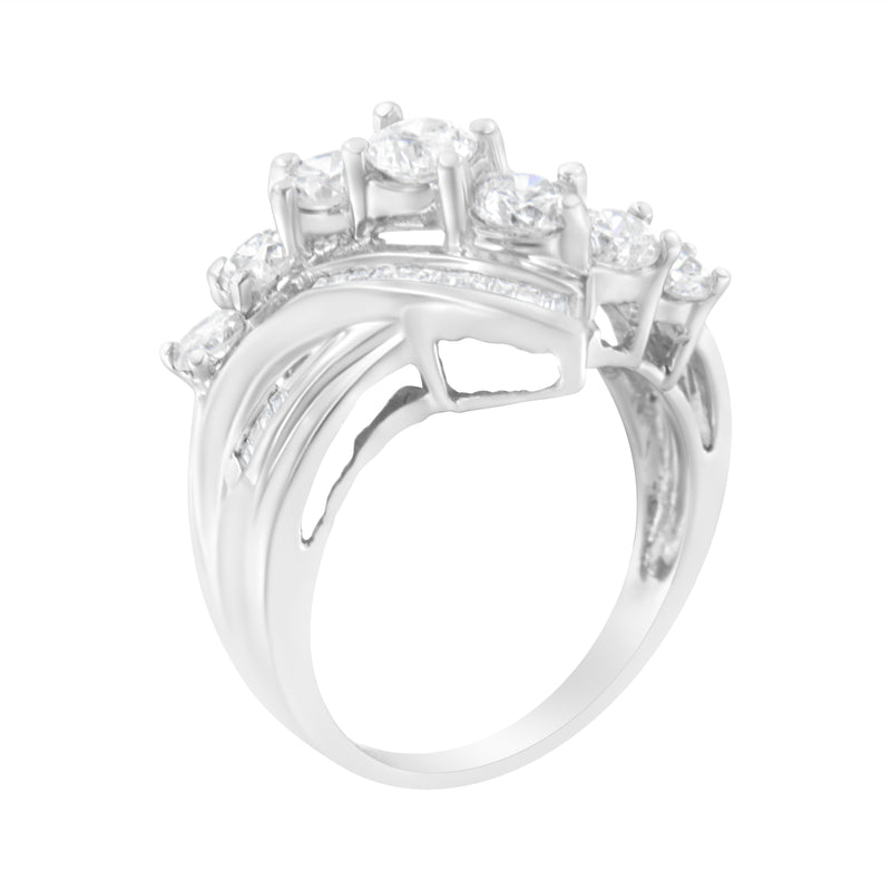 14kt White Gold 2 ct TDW Diamond Crossover Cocktail Ring (H-II1-I2)