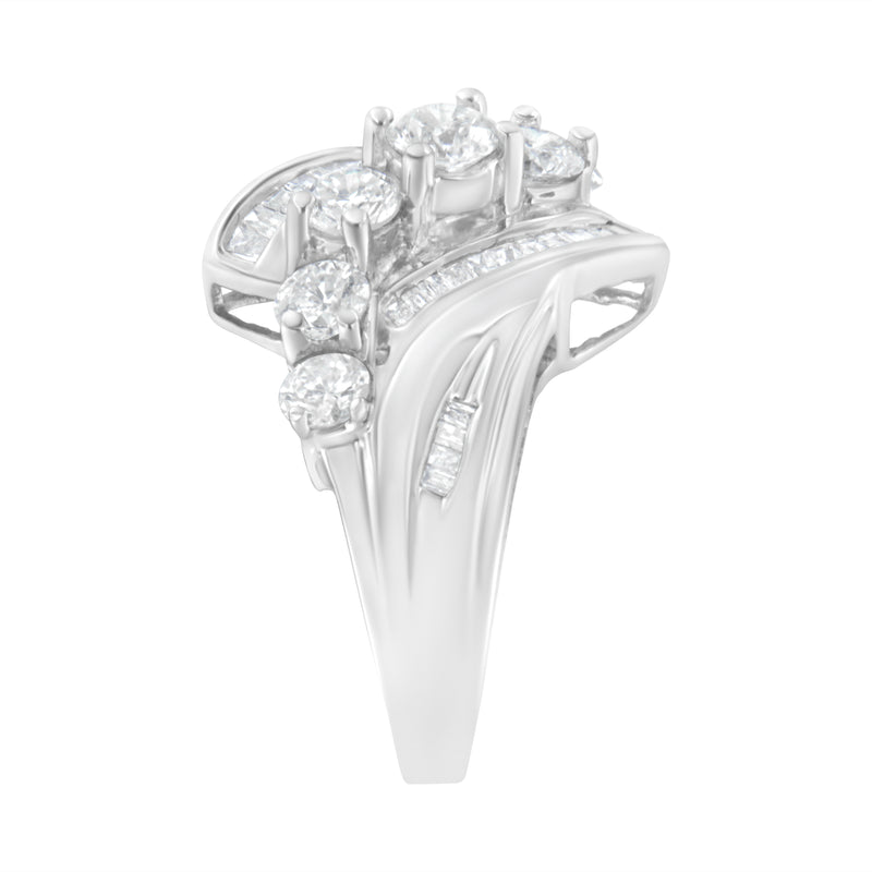 14kt White Gold 2 ct TDW Diamond Crossover Cocktail Ring (H-II1-I2)