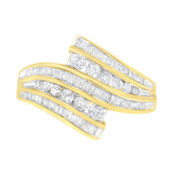 10K Yellow Gold 1 ct TDW Diamond Bypass Ring (H-II1-I2)