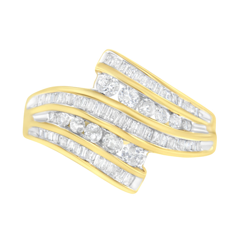 10K Yellow Gold 1 ct TDW Diamond Bypass Ring (H-II1-I2)