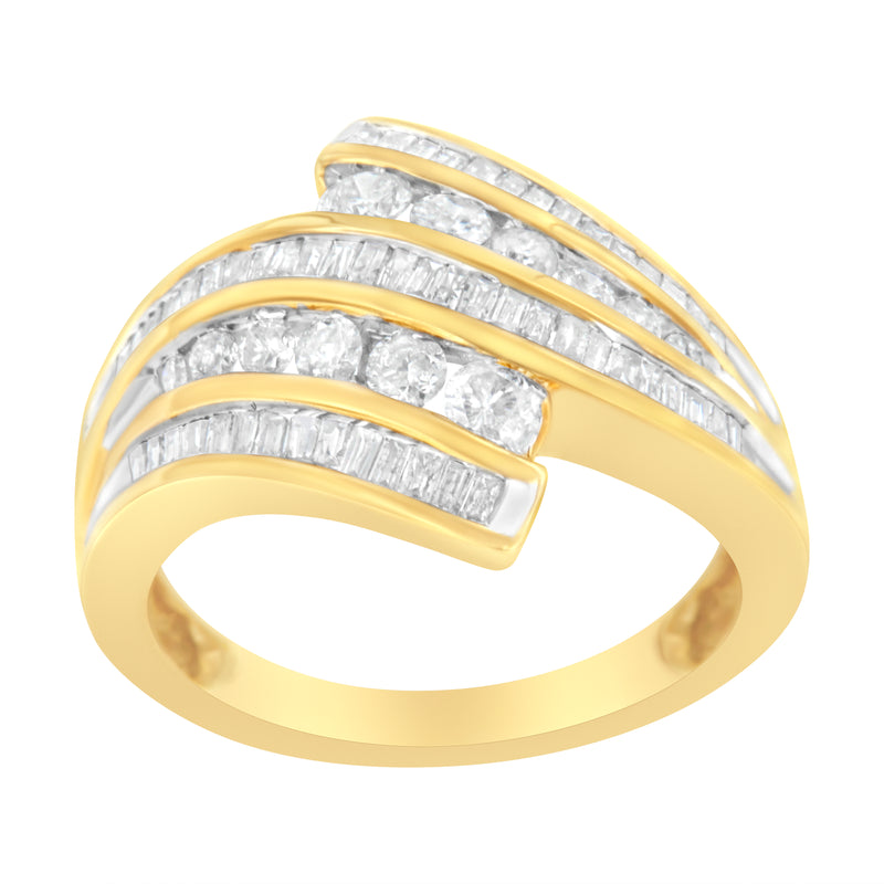 10K Yellow Gold 1 ct TDW Diamond Bypass Ring (H-II1-I2)