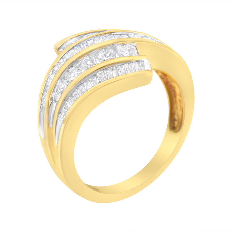 10K Yellow Gold 1 ct TDW Diamond Bypass Ring (H-II1-I2)