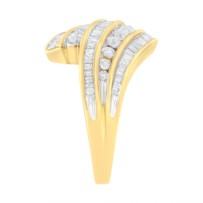 10K Yellow Gold 1 ct TDW Diamond Bypass Ring (H-II1-I2)