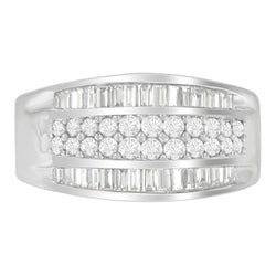 14K White Gold 1ct TDW Round and Baguette-cut Diamond Ring (G-H I1-I2)