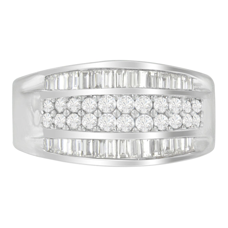 14K White Gold 1ct TDW Round and Baguette-cut Diamond Ring (G-H I1-I2)