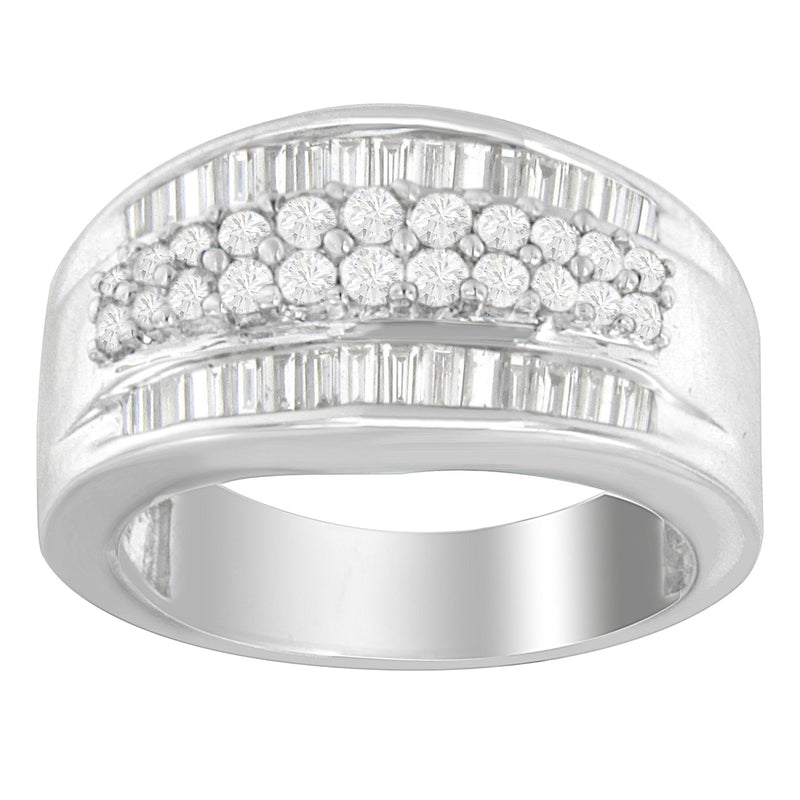 14K White Gold 1ct TDW Round and Baguette-cut Diamond Ring (G-H I1-I2)