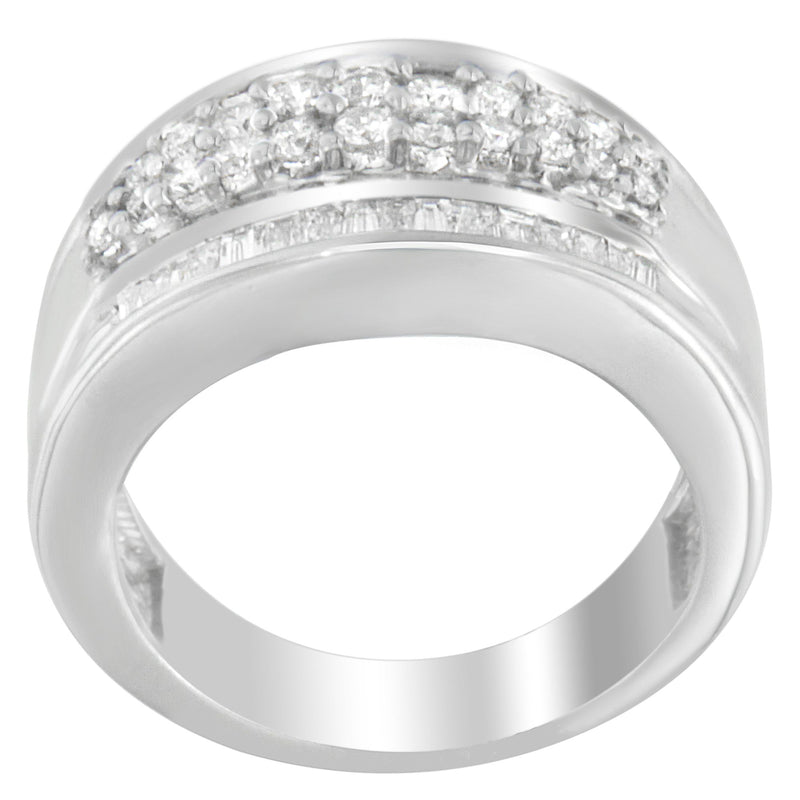 14K White Gold 1ct TDW Round and Baguette-cut Diamond Ring (G-H I1-I2)