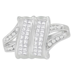 14K White Gold 1/2ct. TDW Round and Princess-cut Diamond Ring (H-I I1-I2)