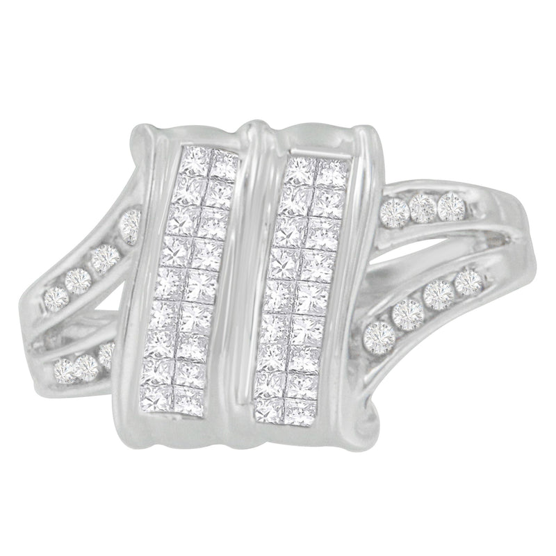 14K White Gold 1/2ct. TDW Round and Princess-cut Diamond Ring (H-I I1-I2)