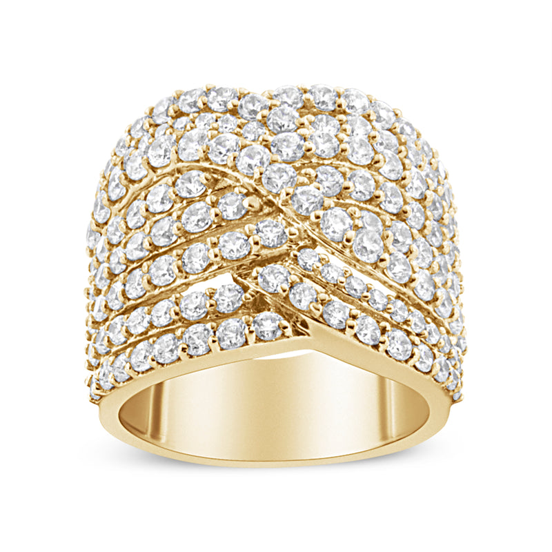 14K Yellow Gold Plated .925 Sterling Silver 1/4 Cttw Diamond 3 Stone Illusion Plate Ring (J-K Color I1-I2 Clarity) - Size 8