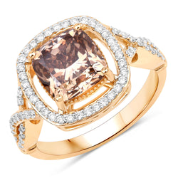 IGI Certified 3.00 Carat Genuine Brown Diamond Center and 0.43cttw White Diamond 18K Yellow Gold Ring (3.43cttw)