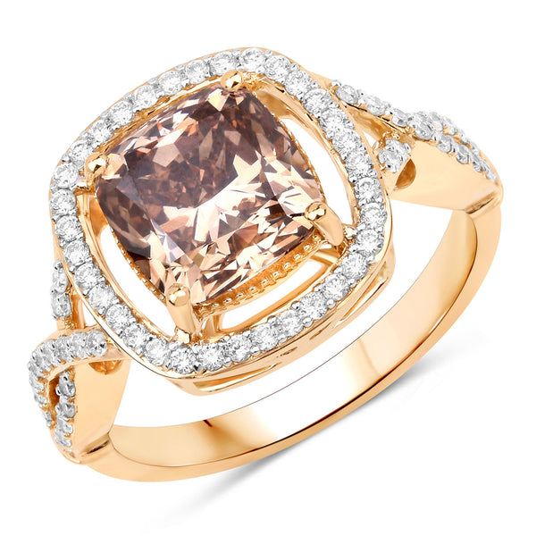 IGI Certified 3.00 Carat Genuine Brown Diamond Center and 0.43cttw White Diamond 18K Yellow Gold Ring (3.43cttw)