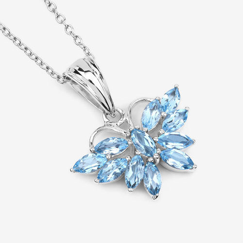 1.76 Carat Genuine Swiss Blue Topaz .925 Sterling Silver Pendant