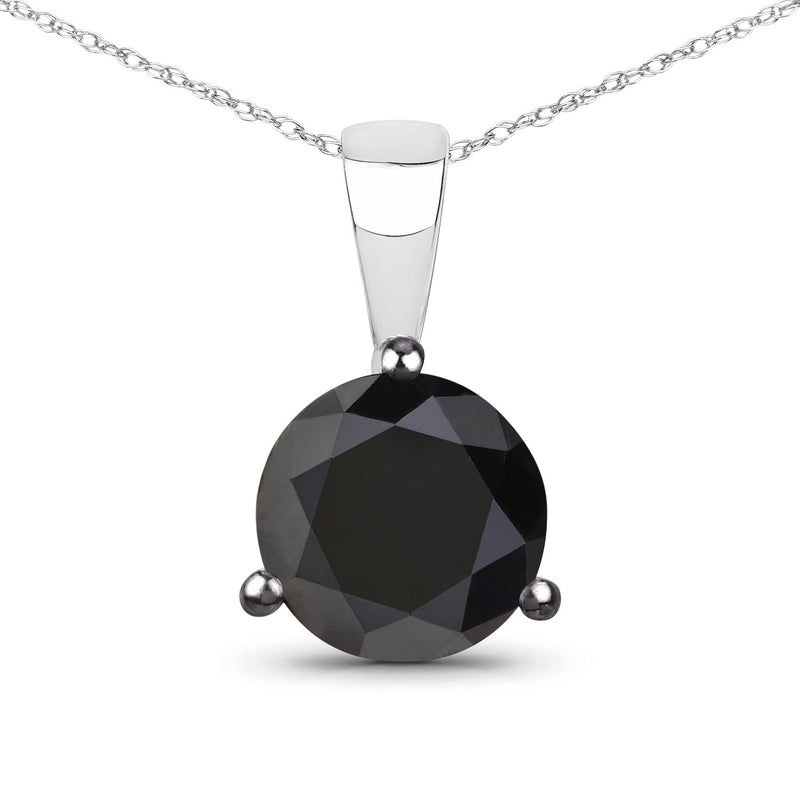 2.45 Carat Genuine Black Diamond 14K White Gold Pendant