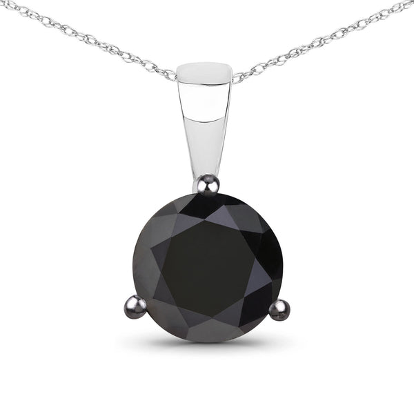 1.54 Carat Genuine Black Diamond 14K White Gold Pendant