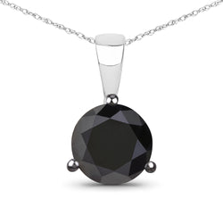 2.78 Carat Genuine Black Diamond 14K White Gold Pendant