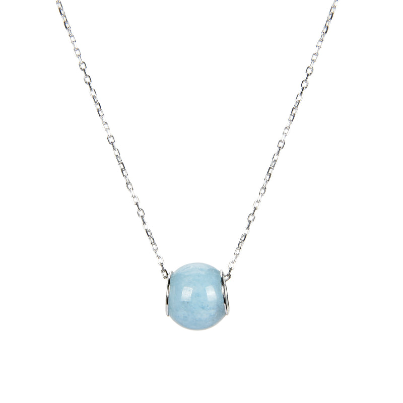 V3 Jewelry Sterling Silver with Natural Aquamarine Necklace with 18" Chain