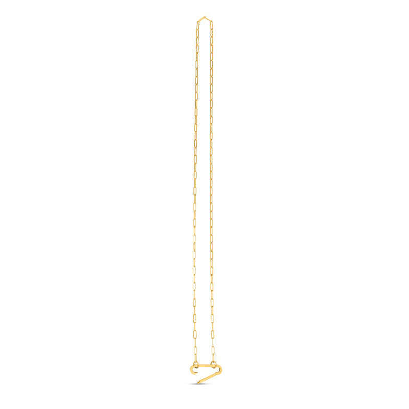 14k Yellow Gold Elongated Link Paperclip Necklace