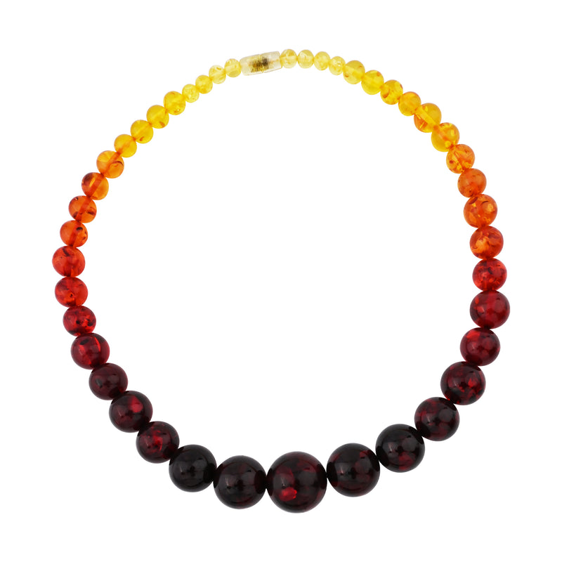 Multi Color Amber Graduated Bead Statement Necklace