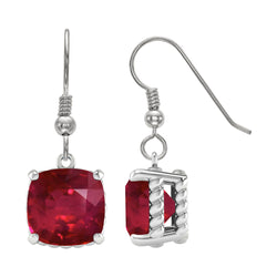 Sterling Silver with Ruby Dangle Earrings