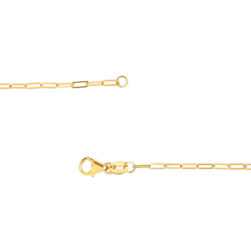 Unisex Solid 14K Yellow Gold 1.5mm Paperclip Chain Necklace - 18 Inches