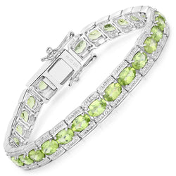 12.47 Carat Genuine Peridot .925 Sterling Silver Bracelet