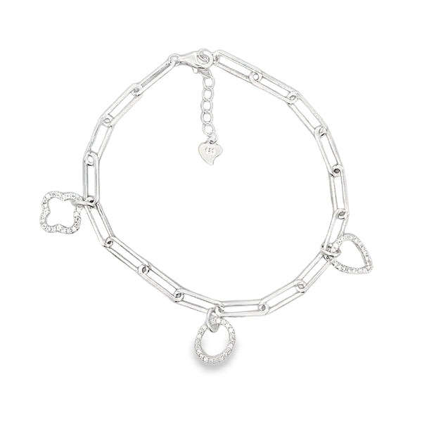 Natural Cubic Zirconia Bracelet Sterling Silver