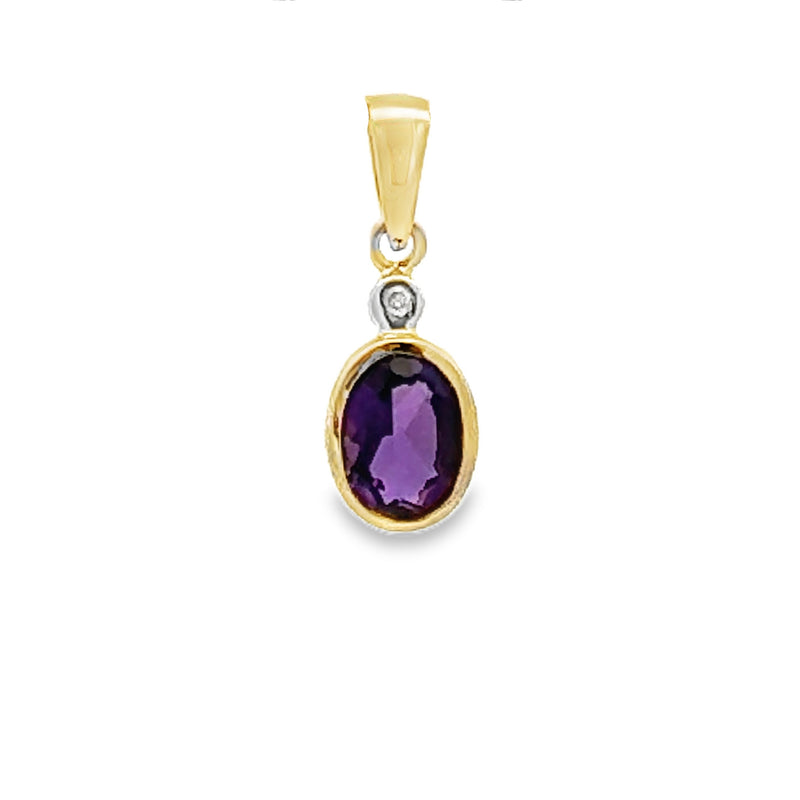 Amethyst Diamond Fashion Pendants 10KT Yellow Gold