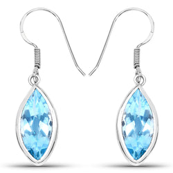 9.76 Carat Genuine Blue Topaz .925 Sterling Silver Earrings