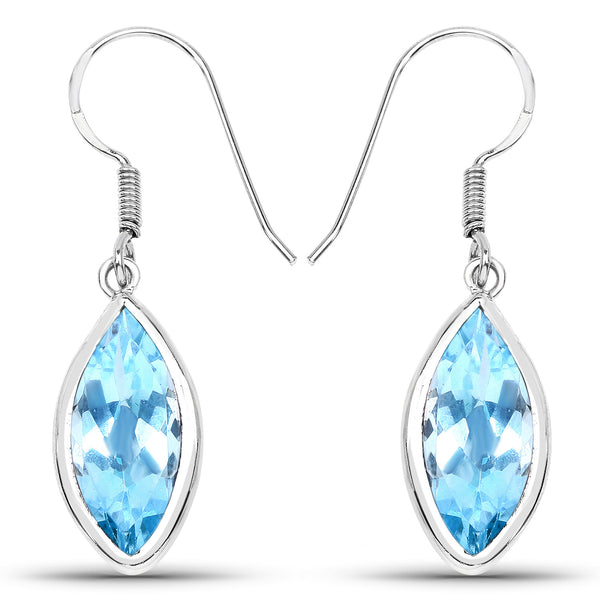 9.76 Carat Genuine Blue Topaz .925 Sterling Silver Earrings