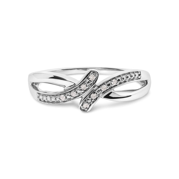 925 Sterling Silver Diamond Accent Bypass and Split Shank Band Ring (I-J Color, I2-I3 Clarity) - Ring Size 7