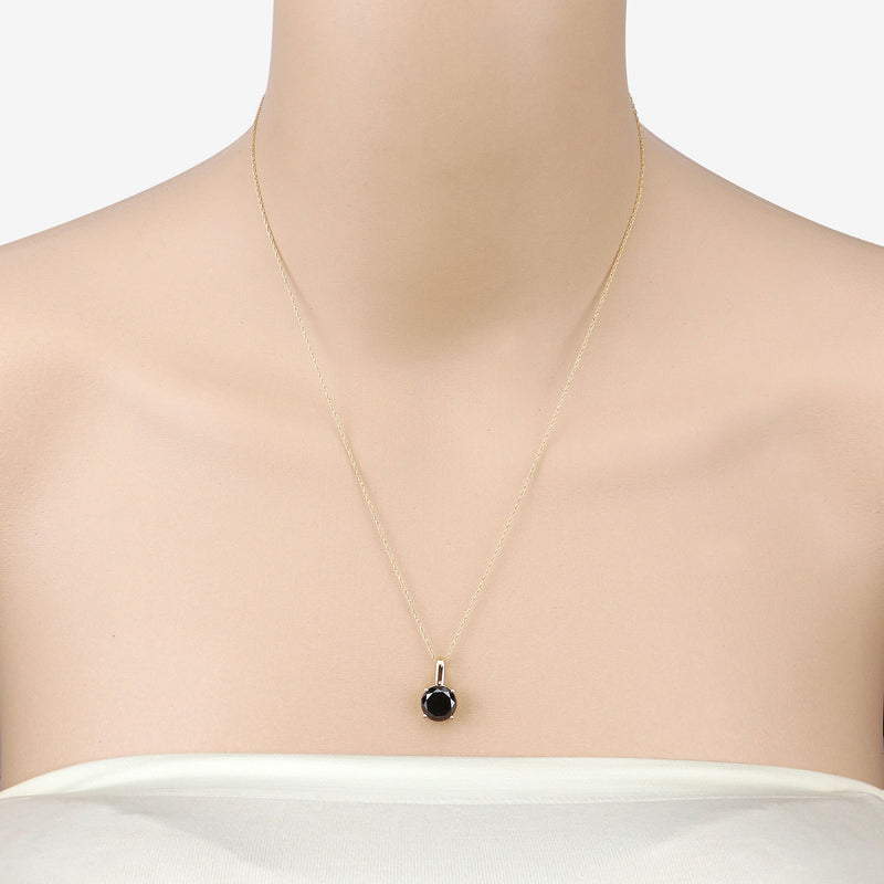 3.12 Carat Genuine Black Diamond 14K Yellow Gold Pendant