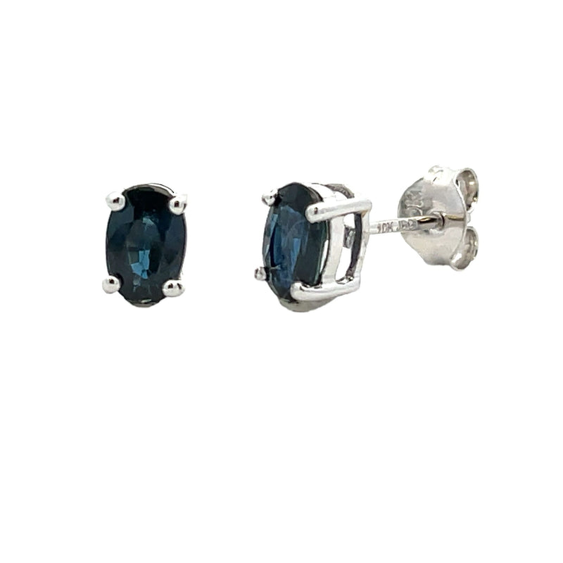 Genuine 1.14ct Sapphire Stud Earrings 10KT White Gold