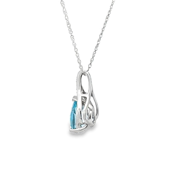 Blue Topaz Diamond Fashion Pendants 10KT White Gold