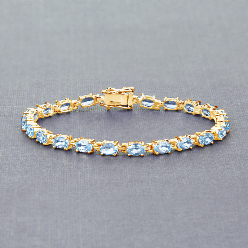 11.22 Carat Genuine Blue Topaz .925 Sterling Silver Bracelet