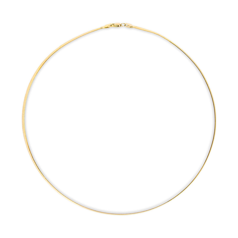 Unisex Solid 14K Yellow Gold 2.8mm Imperial Herringbone Chain Necklace - 18" Inches