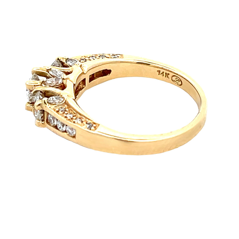 Genuine 1.00ct Diamond 3 Stone Ring 14KT Yellow Gold