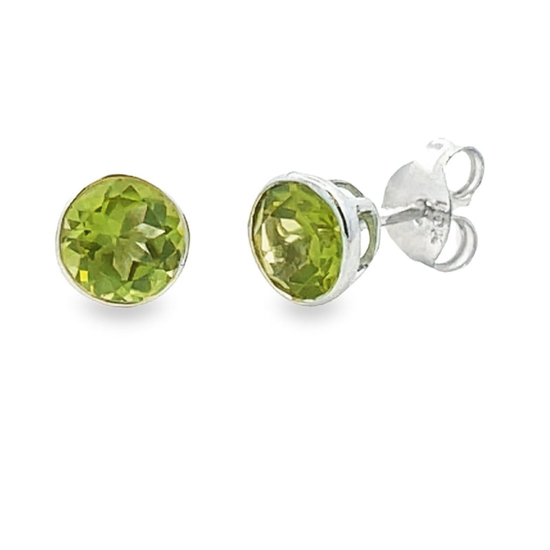 Natural 1.10ct Peridot Stud Earrings 10KT White Gold